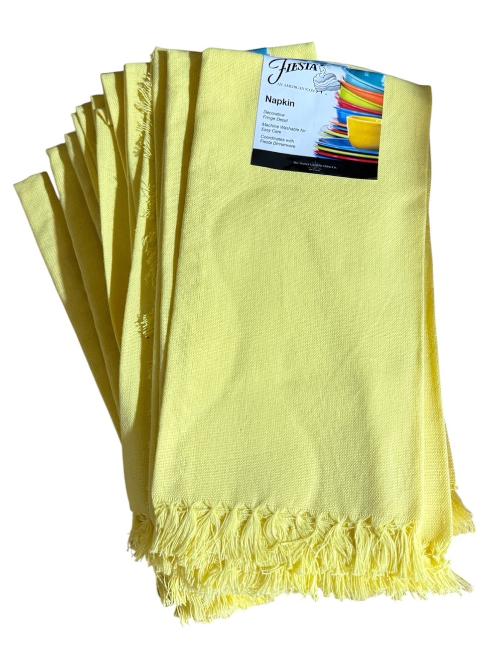 10 New Fiesta Fiestaware 100% Cotton Napkin with Fringe Sunflower Yellow 19x19